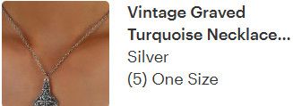 Vintage Graved Turquoise Necklace