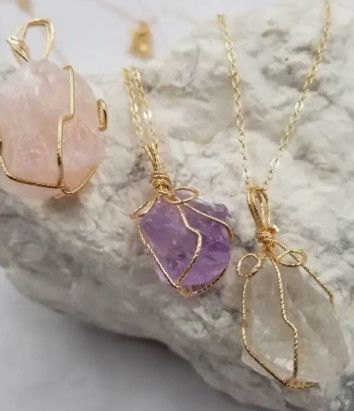 Handmade Wrap Natural Crystal Pendant Necklace