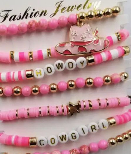 Howdy Cowgirl Hat &amp; Boot Heishi Bead Bracelet