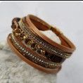 Sunset Rhinestone Layered Leather Magnetic Bracelet
