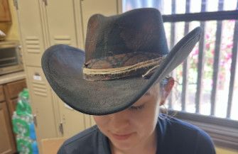 Distressed Cowgirl Feather and Band Hat