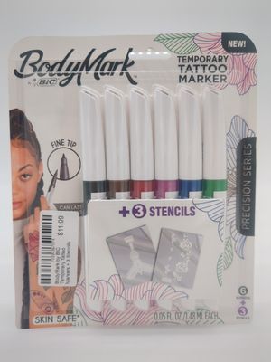 BodyMark by BIC Temporary Tattoo Markers + 3 Stencils