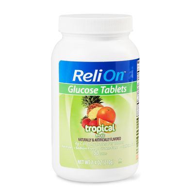 ReliOn Glucose Tablets Tropical Fruit Flavor 50 Count