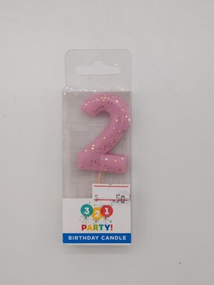 #2  Birthday Candle Pink with Glitter