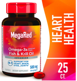 MegaRed Advanced 4in1 500mg Omega-3 Fish Krill Oil Supplements, 25 Softgels