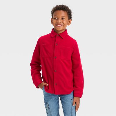 Boys&#39; Micro Fleece Button-Down Shirt - Cat &amp; Jack™ Red