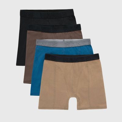 Hanes Boys&#39; 4pk Explorer Long Leg Boxer Briefs - Blue