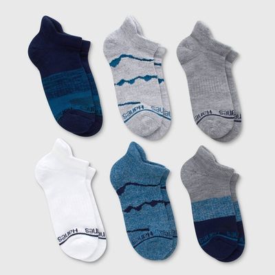 Hanes Boys&#39; Originals 6pk Heel Shield Socks Blue