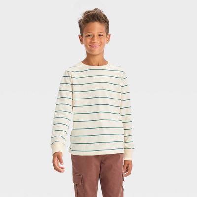 Boys&#39; Long Sleeve Striped T-Shirt - Cat &amp; Jack™ Cream