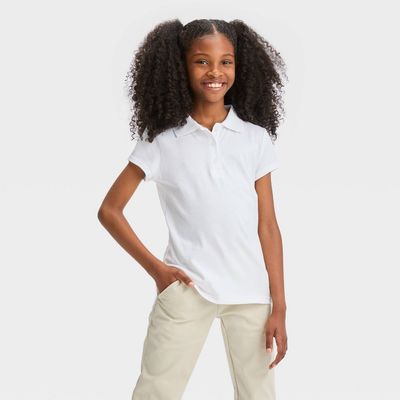 Girls&#39; Jersey Short Sleeve Polo T-Shirt - Cat &amp; Jack™ White