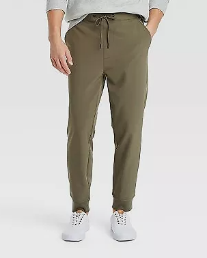 Goodfellow &amp; Co Men&#39;s Tapered Ankle Slim Jogger Pants UPF 50+ Wrinkle-Resistant Khaki