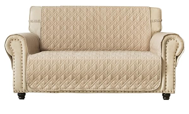 Ameritex Loveseat Cover Water-Resistant Quilted Furniture Protector with Back Nonslip Paws Slipcover