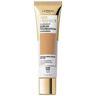 L&#39;Oreal Paris Age Perfect Radiant Serum Foundation  with SPF 50, 55 Warm Beige, 1 fl oz