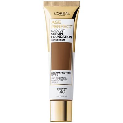 L&#39;Oreal Paris Age Perfect Radiant Serum Foundation  with SPF 50, 140 Chestnut, 1 fl oz