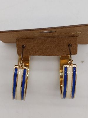 1ST &amp; GORGEOUS Hoop Earrings Blue White Gold