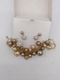 Carolee Bronze Beaded Charm Bracelet and Earring Set