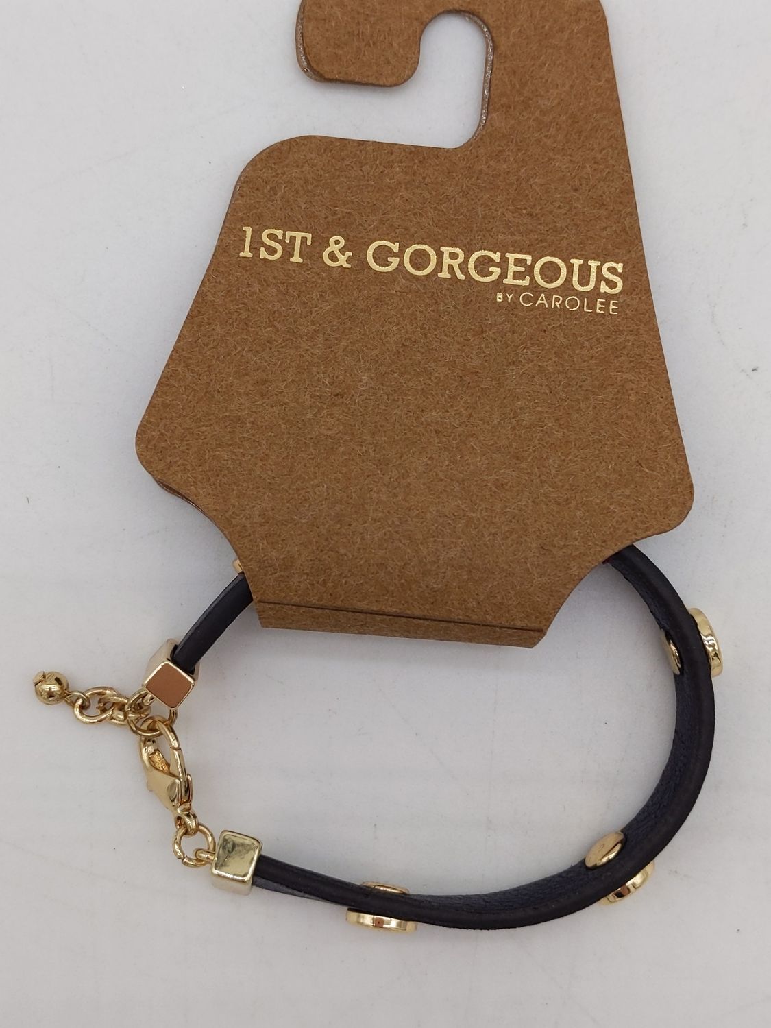 1ST &amp; GORGEOUS by Carolee Navy Faux Leather Bracelet with Gold