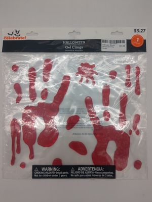 Halloween Bloody Hands Gel Cling Decals