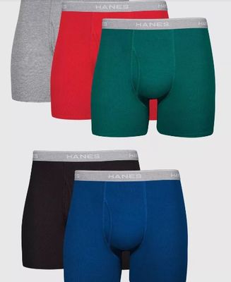 Hanes Men&#39;s Boxer Briefs 5pk Red/Gray/Green/Blue/Black S 28-30&quot;