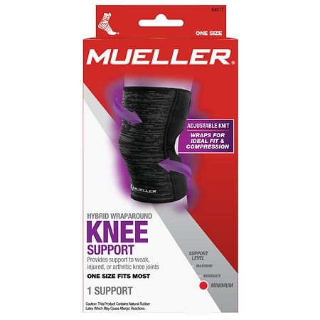 Mueller Hybrid W-Latex Knee &amp; Leg Brace Lightweight Breathable One Size