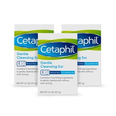 Cetaphil Gentle Cleansing Bar for Dry to Normal, Sensitive Skin Value Pack, 4.5 oz (Pack of 3)