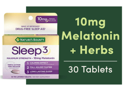 Nature&#39;s Bounty Sleep 3 Melatonin Tablets - Tri-Layered, 10mg, 30 Ct