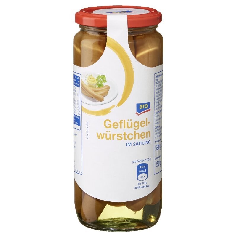 ARO Geflügel Würstchen im Saitling 530g