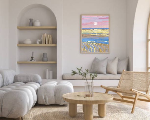 Serene Moonlit Shoreline Art
