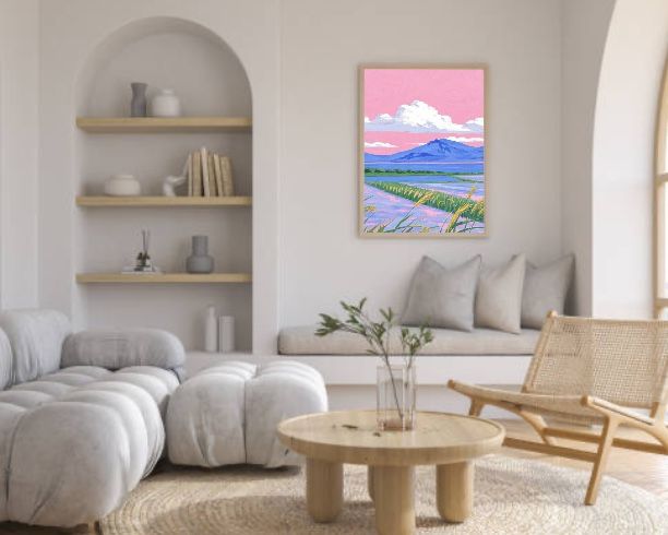 Pink - Hued Mountain Vista Print