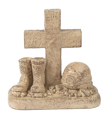 Soldier Boots and Helmet at Cross