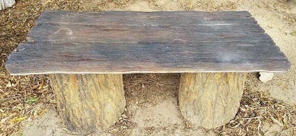 Wood Plank Bench with log Peds