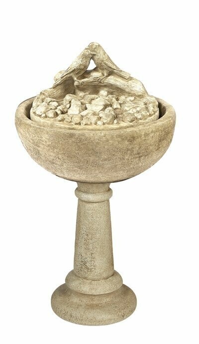 Baby Geese Bowl Fountain on Pedestal