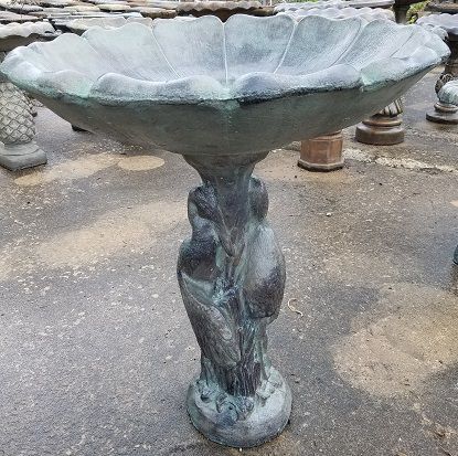 Flower/Egret Birdbath