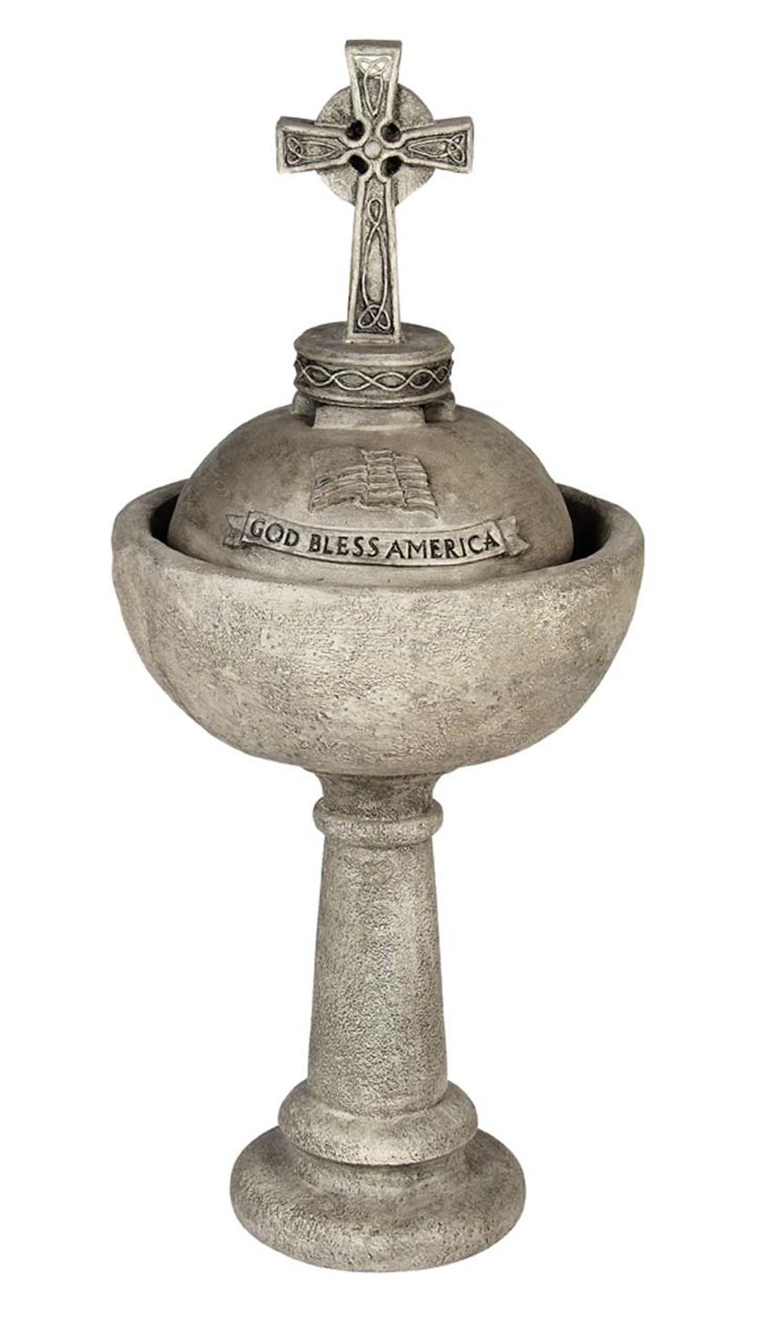 Small Cross God Bless America Bowl Fountain