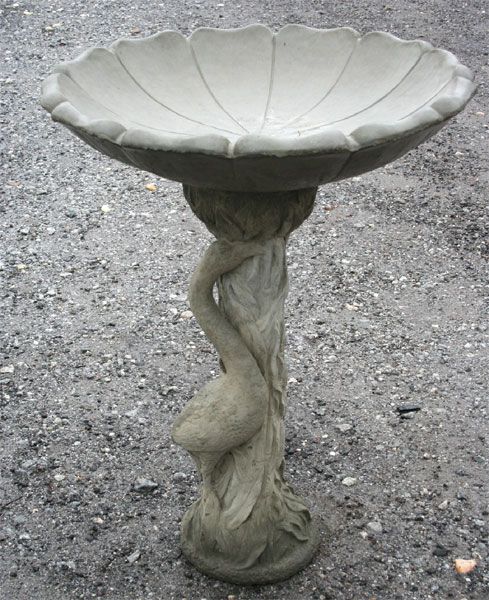 Large Flower Top Flamingo Base Birdbath