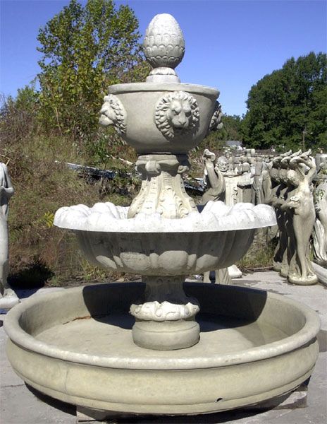 Large Roman Italian Lion Bowl With Large Pool