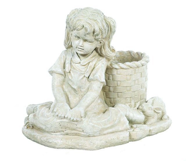 Nature Girl Kneeling With Basket