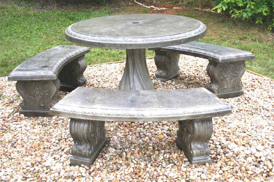 Round Table Set- 3 Benches & Picnic Table