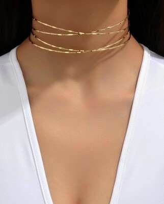 Gold Layered Choker Necklace