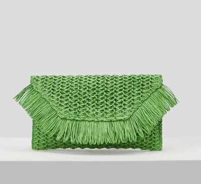 Green Rattan Clutch Straw Bag