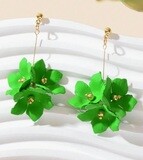 Green/Gold Flower Pendant Earrings