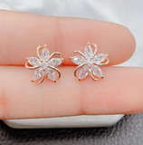 Small Gold Flower Rhinestone Stud Earrings