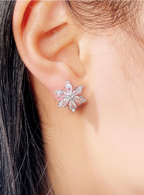 Small Silver Snowflake Rhinestone Earrings