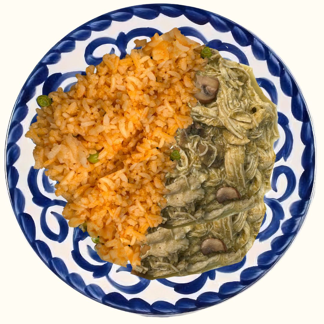 Orden de ​mole verde acompañado con arroz rojo 500g