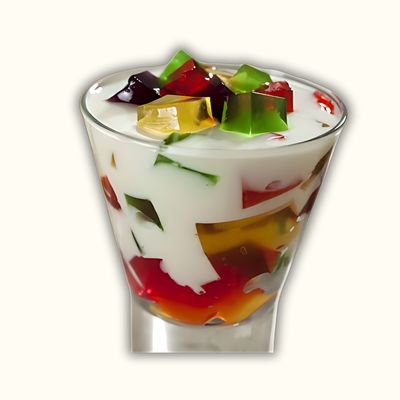 Gelatina de mosaico con crema y yorgurt