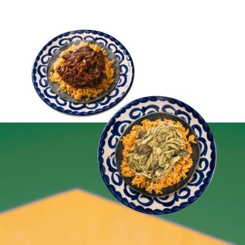 2 Tacos de mole con arroz rojo