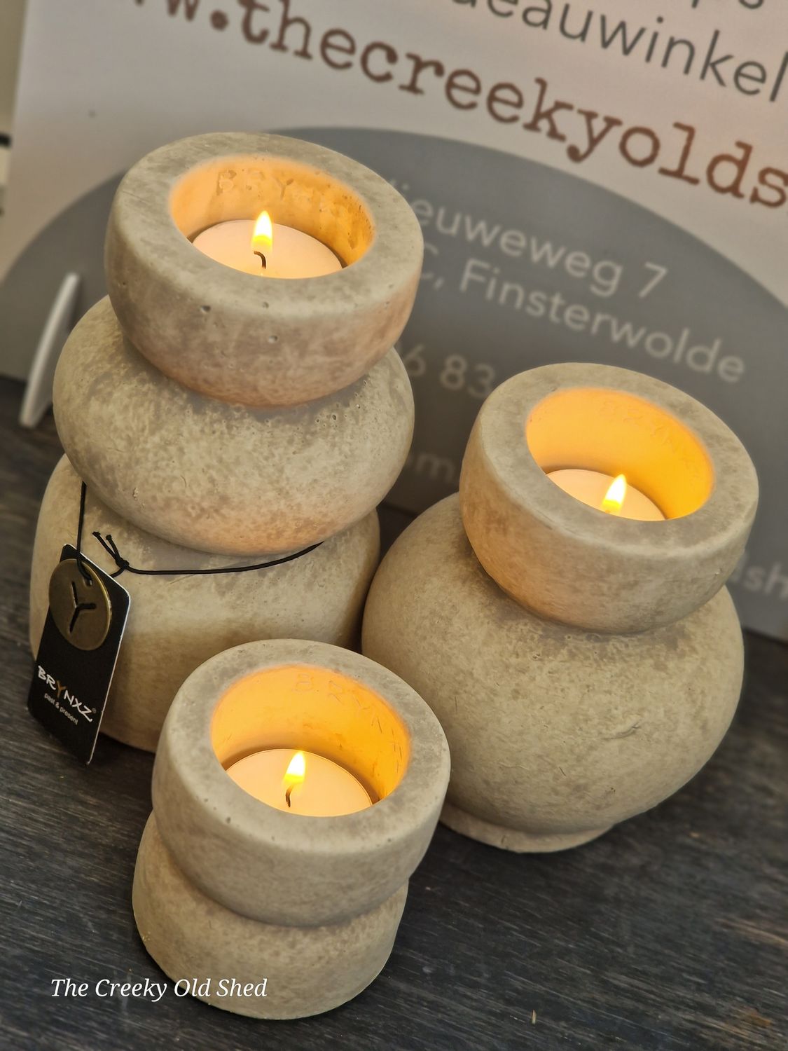 Set van 3 waxinelicht kandelaars creme