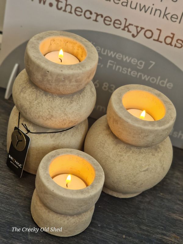 Set van 3 waxinelicht kandelaars creme