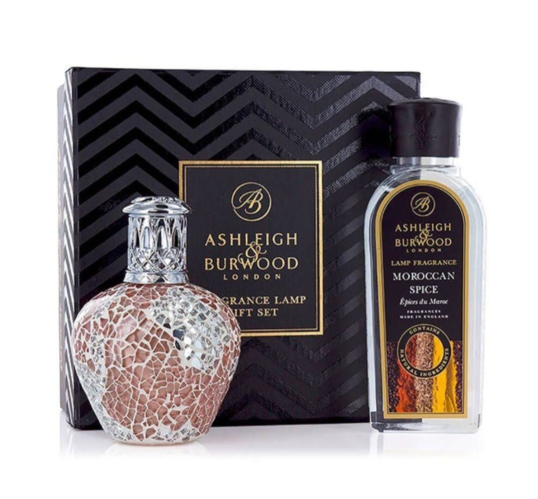 Apricot Shimmer&amp;Morrocan Spice Geurlamp Cadeauset zilver-L17,5B10H9,5CM