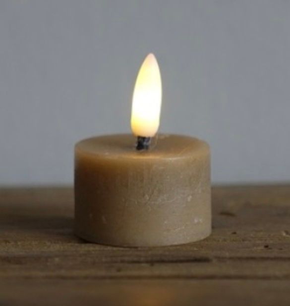 LED Waxinelicht taupe (Set van 2)